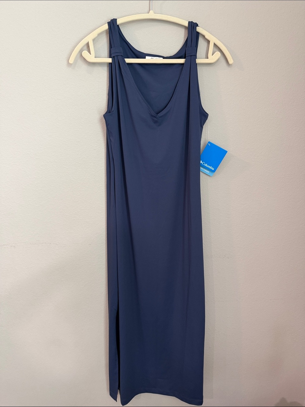 Columbia Women’s Slate Blue V-Neck Omni Dress with Knotted Straps